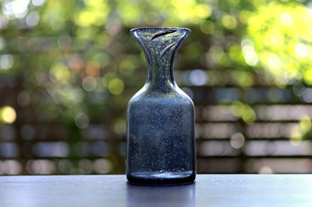 サイン有り】エリックホグラン Erik Hoglund ブルーガラス 花器花瓶