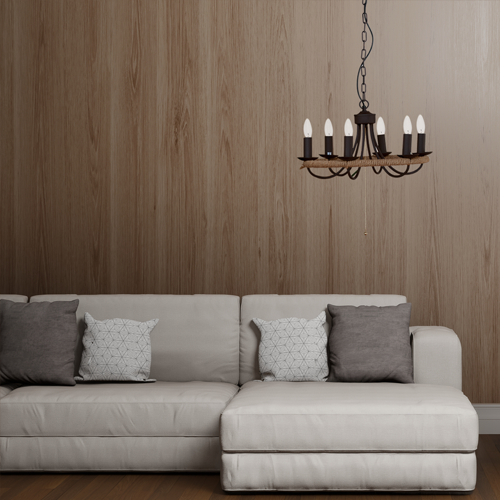 CIRCLE ROPE CHANDELIER シャンデリア 照明 6灯 LED対応 高さ調節可能