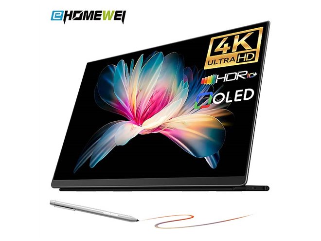 EHOMEWEI、最薄部4mm・重さ600gの13.3型4K有機ELモバイルモニター2機種