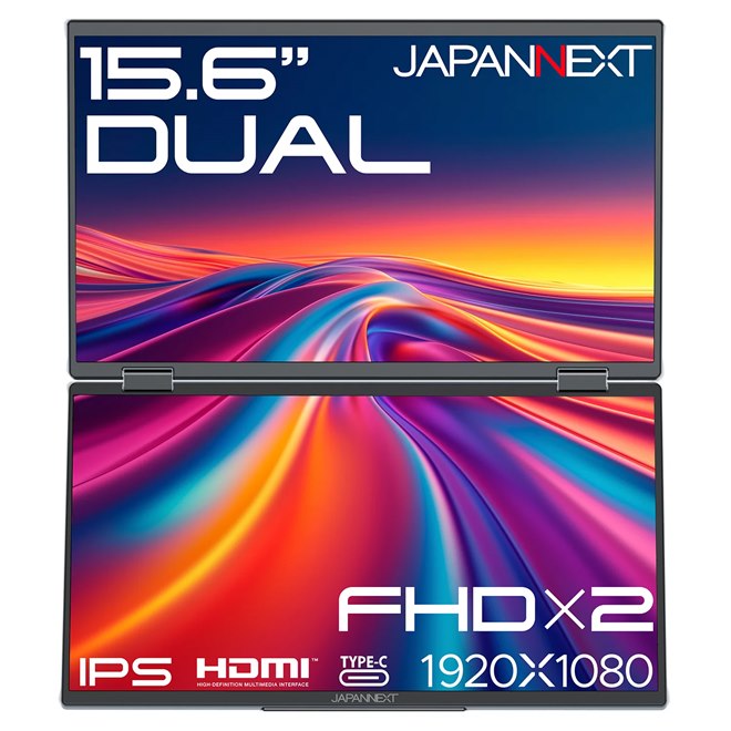 JAPANNEXT、2画面を採用した15.6型デュアルモバイルモニター「JN-DMD
