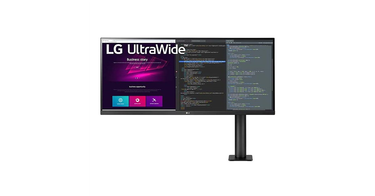 LG、アームスタンド式の34型ウルトラワイド液晶ディスプレイ「34WN780