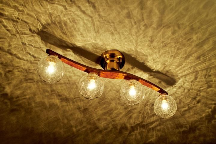 4灯シーリングライト ガラス LED 木製 Owen｜デザイン照明のCROIX