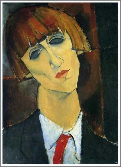 モディリアーニ【ルネ・キスリングの肖像】 - 手描き 絵画（油絵複製画