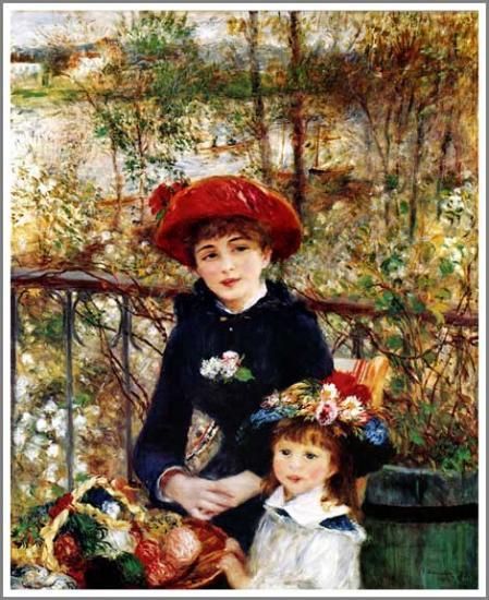 ルノワール【テラスにて】 - 手描き 絵画（油絵複製画）販売のアート名画館