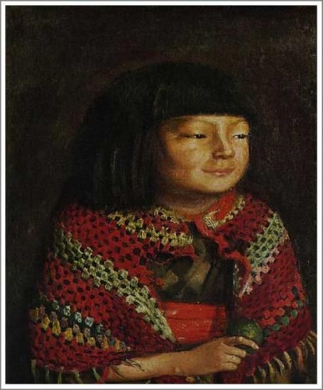 岸田劉生【麗子微笑】 - 手描き 絵画（油絵複製画）販売のアート名画館