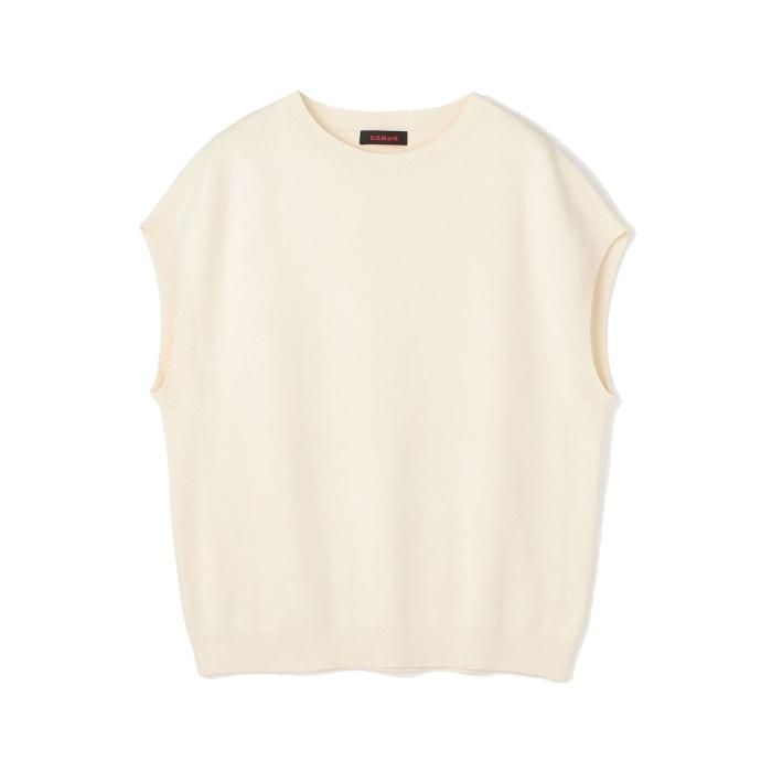 CABaN コットンカシミヤ クルーネックベスト ライトベージュ - THE