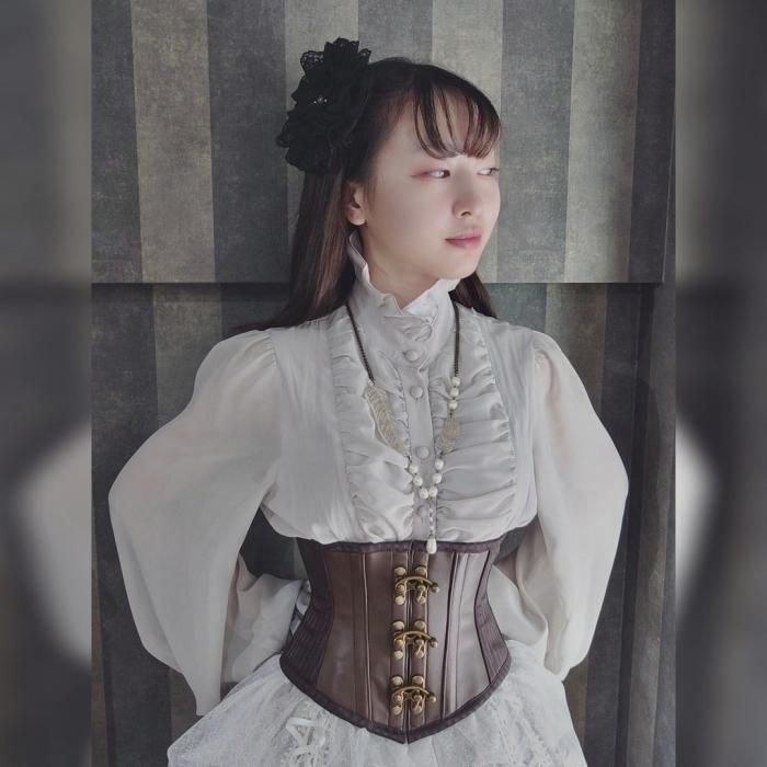 受注生産】フェイクレザーミニショートコルセット(フックタイプ