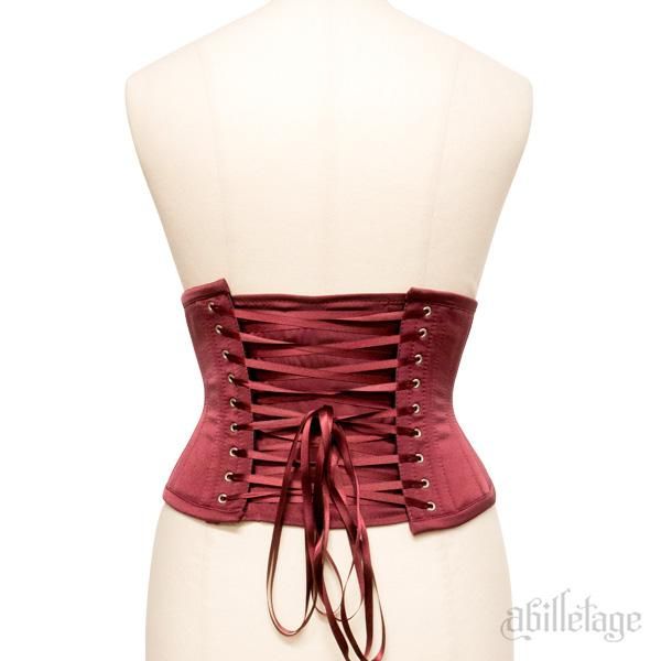 受注生産】ベーシックサテンミニショートコルセット（ボルドー