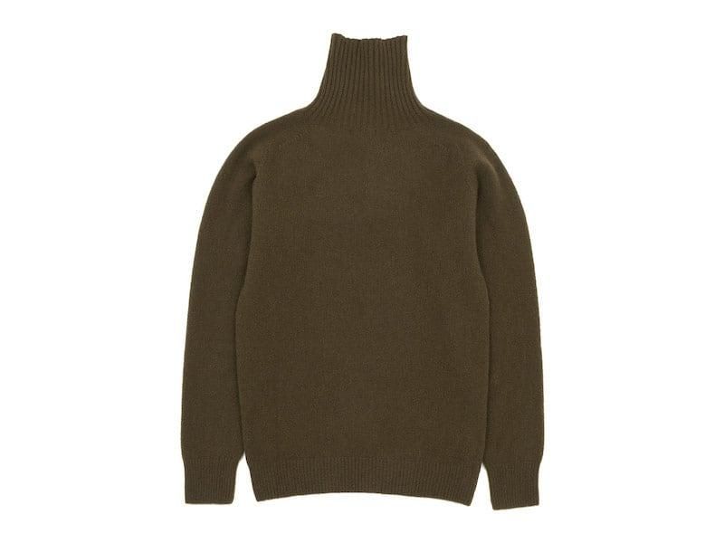 MARGARET HOWELL MERINO CASHMERE ROLL NECK KNIT 171OLIVE BROWN