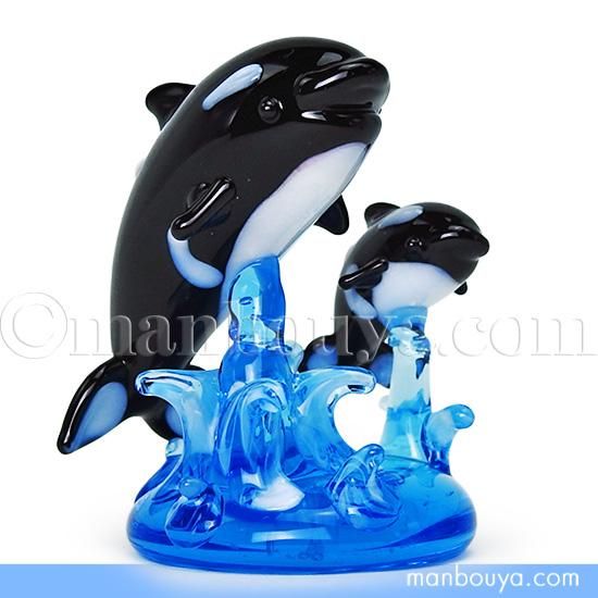 水族館 お土産 シャチ グッズ 雑貨 ガラス細工 ミニチュア 置物 波と