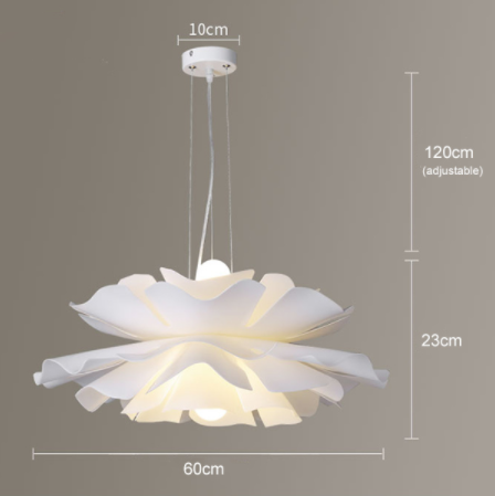 LASHA】フラワーデザインペンダントライト ホワイト 2灯（W400mm