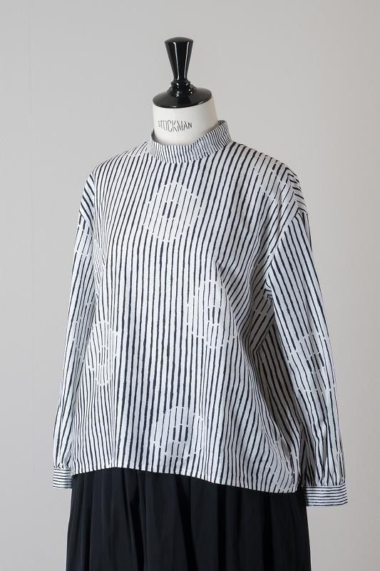 mina perhonen misty flower スタンドカラーブラウス - ミナペルホネン