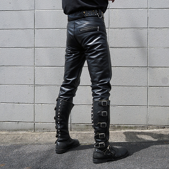BARKBOX オリジナル レザー スリム パンツ バイカー ハードコア パンク