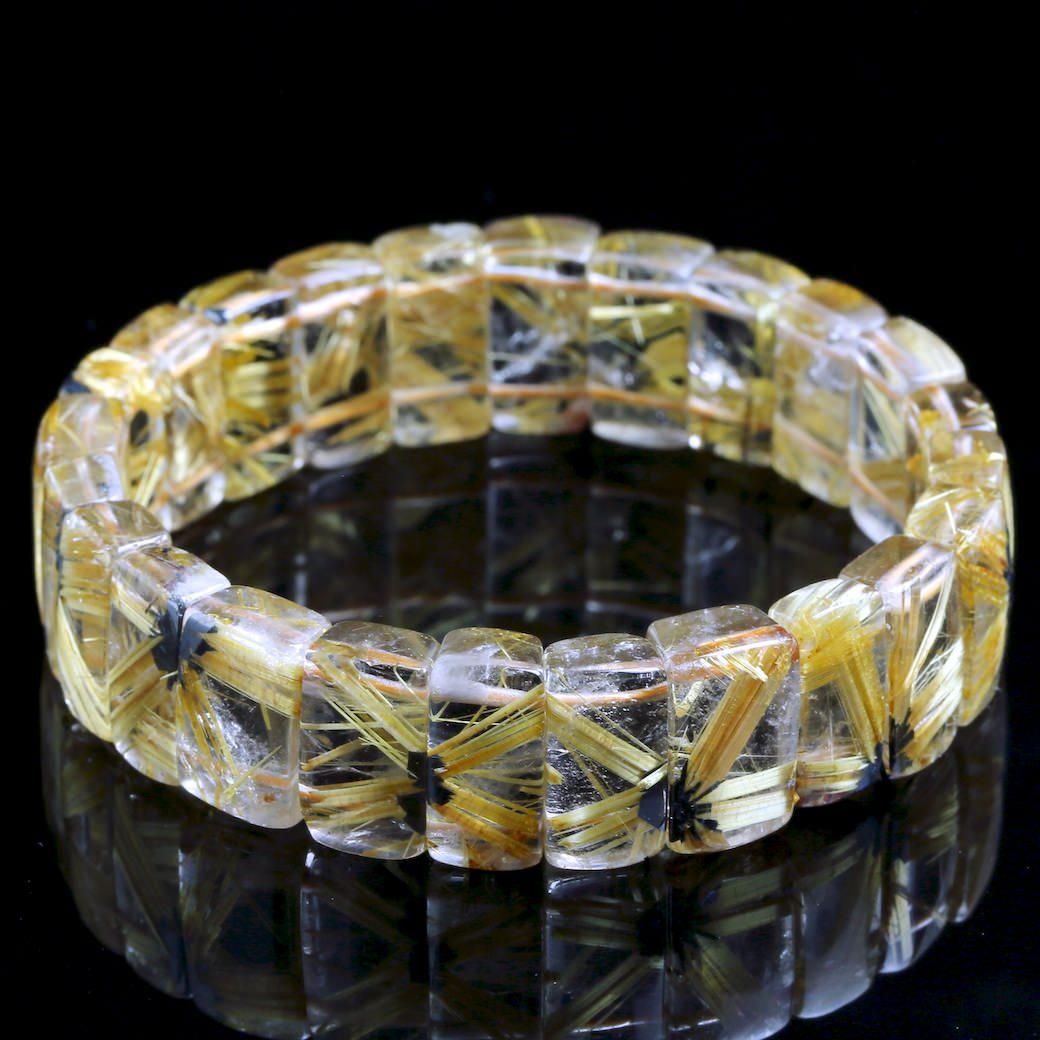 プレミアム] 太陽放射ルチルクォーツ バングル 16mm #JA694