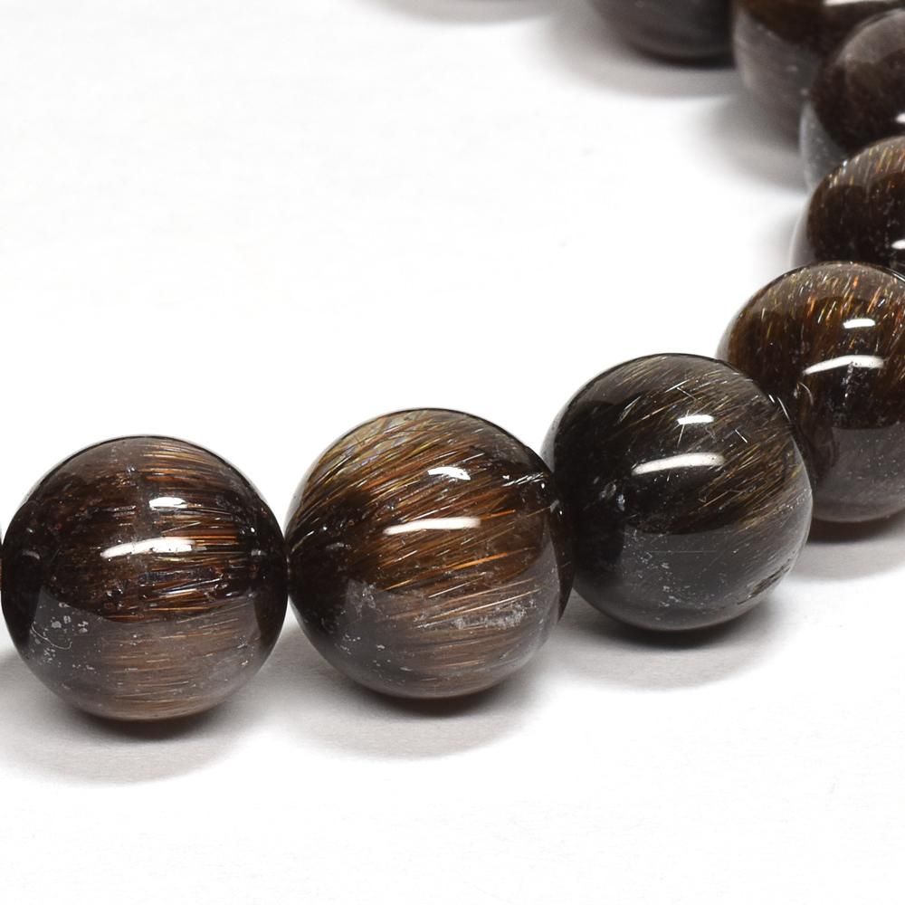 高品質] ダークブラウンキャッツアイルチルクォーツ ブレスレット 10.5