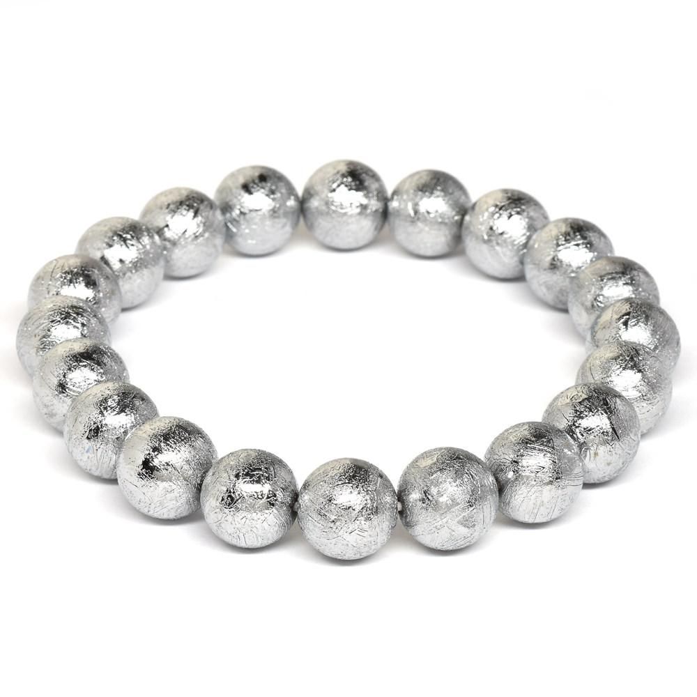 鉄隕石 ムオニナルスタ隕石 ブレスレット 10mm #QF505 - プレミアム