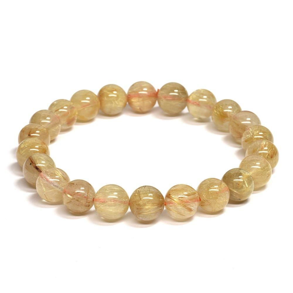 ゴールドルチルクォーツ ブレスレット 8.5mm #QH142 - プレミアム
