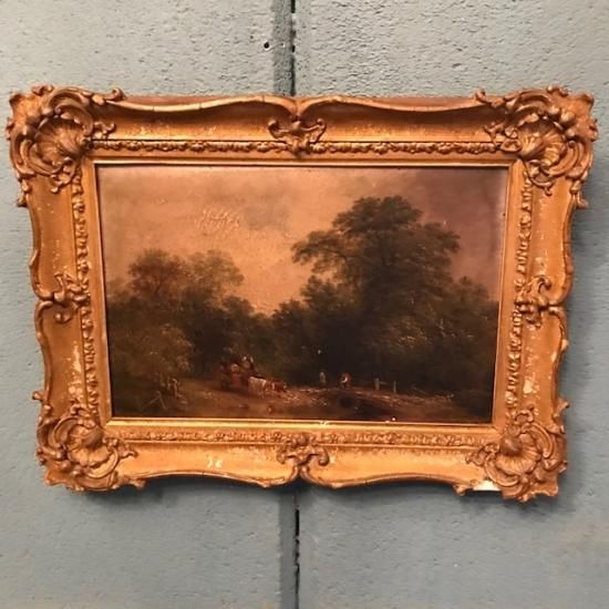 Very Old 19世紀 アンティーク絵画油彩 Antique道化師