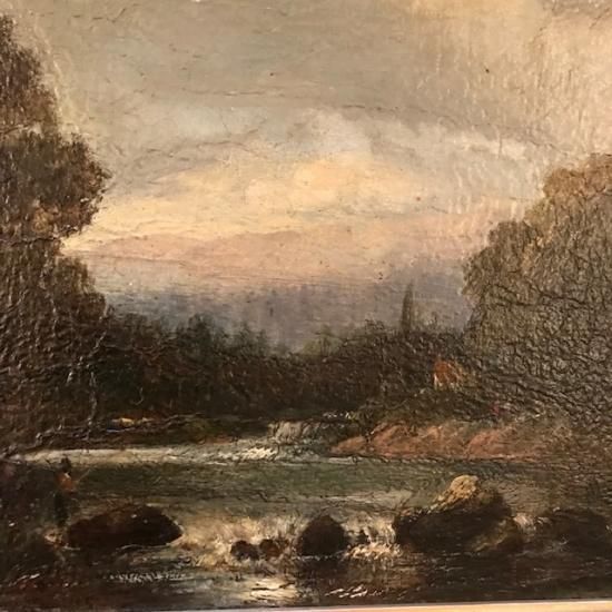 レンタル品】英国アンティーク油絵 (風景画） C.J.Parry c1880 - 鎌倉