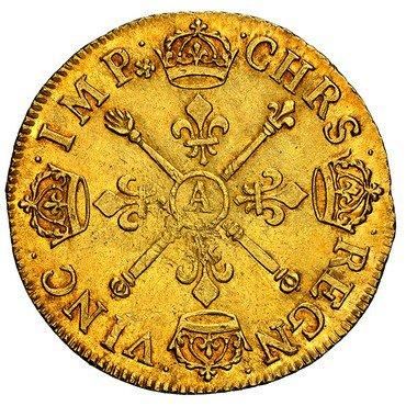 フランス 1705A ルイ14世 2ルイドール金貨 NGC AU58+! 鑑定唯一品