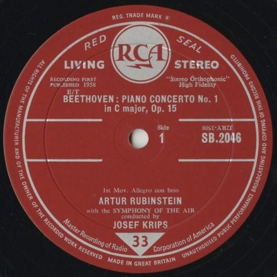 ベートーヴェン：ピアノ協奏曲1番Op.15 - クラシックLPレコード専門店