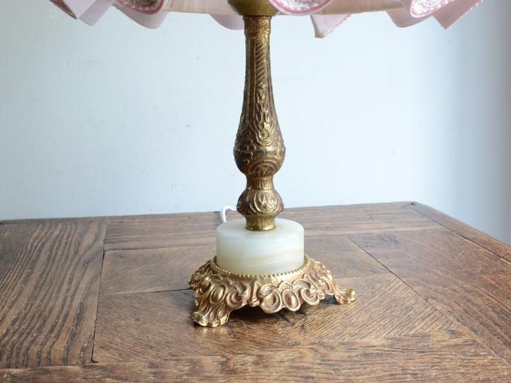 ヴィンテージ フリルシェード テーブルランプ（H34cm）｜アンティーク