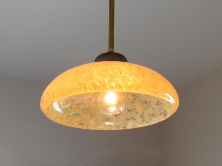 アンティーク マーブルガラス ペンダントランプ｜アンティーク照明