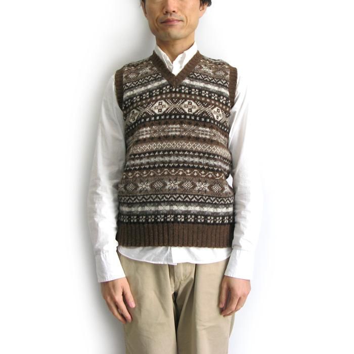 Jamieson's（ジャミーソンズ）Vネックベスト（ブラウン） - 5minutes