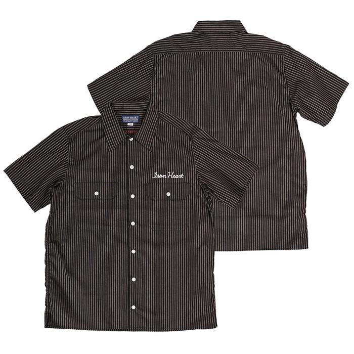 IRON HEART 【アイアンハート】 T/Cストライプ半袖ワークシャツ