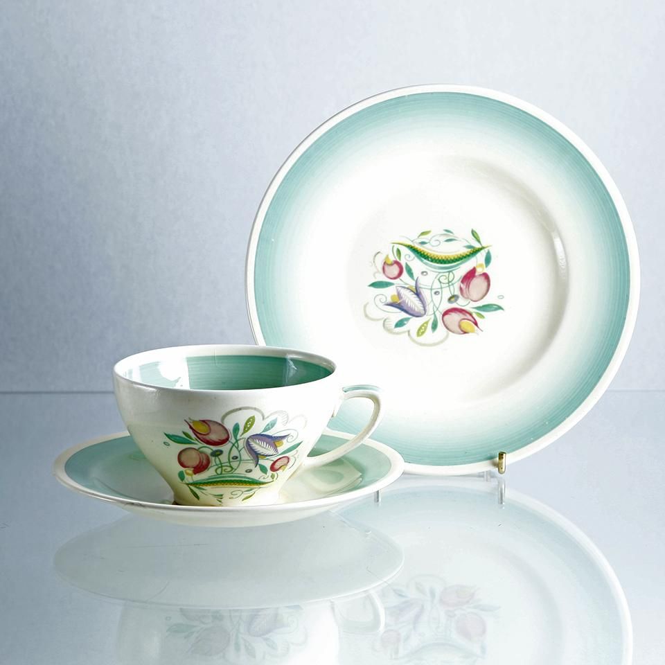 スージー・クーパー ドレスデンスプレイ ブルー トリオ アンスーン