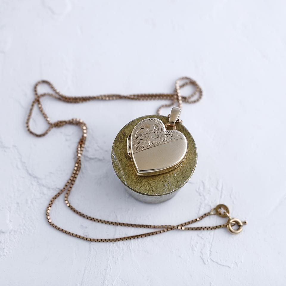ハートロケット ペンダント ネックレス 9KYG 19世紀末 ヴィクトリア