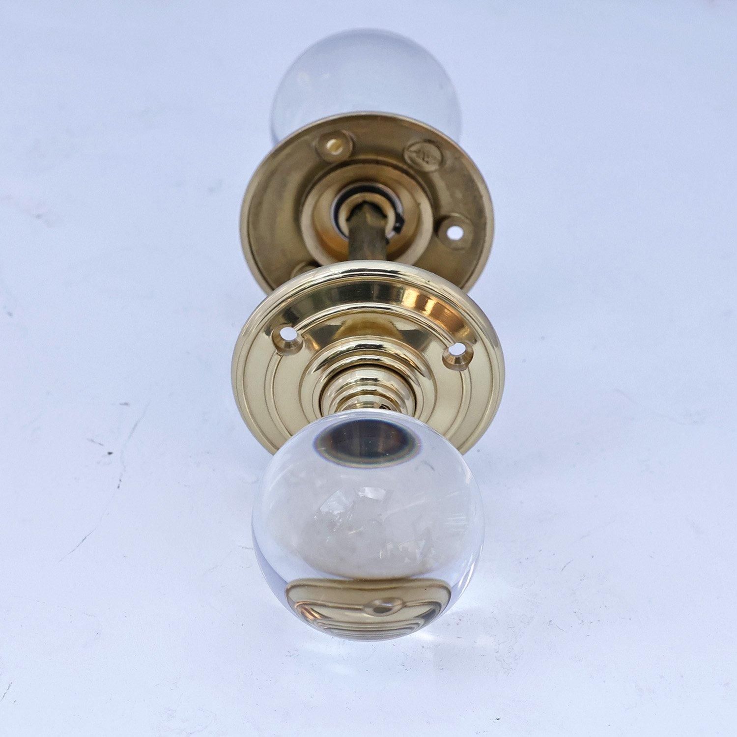 クリスタルガラス ドアノブ ボール型 アールデコ期 英国アンティーク