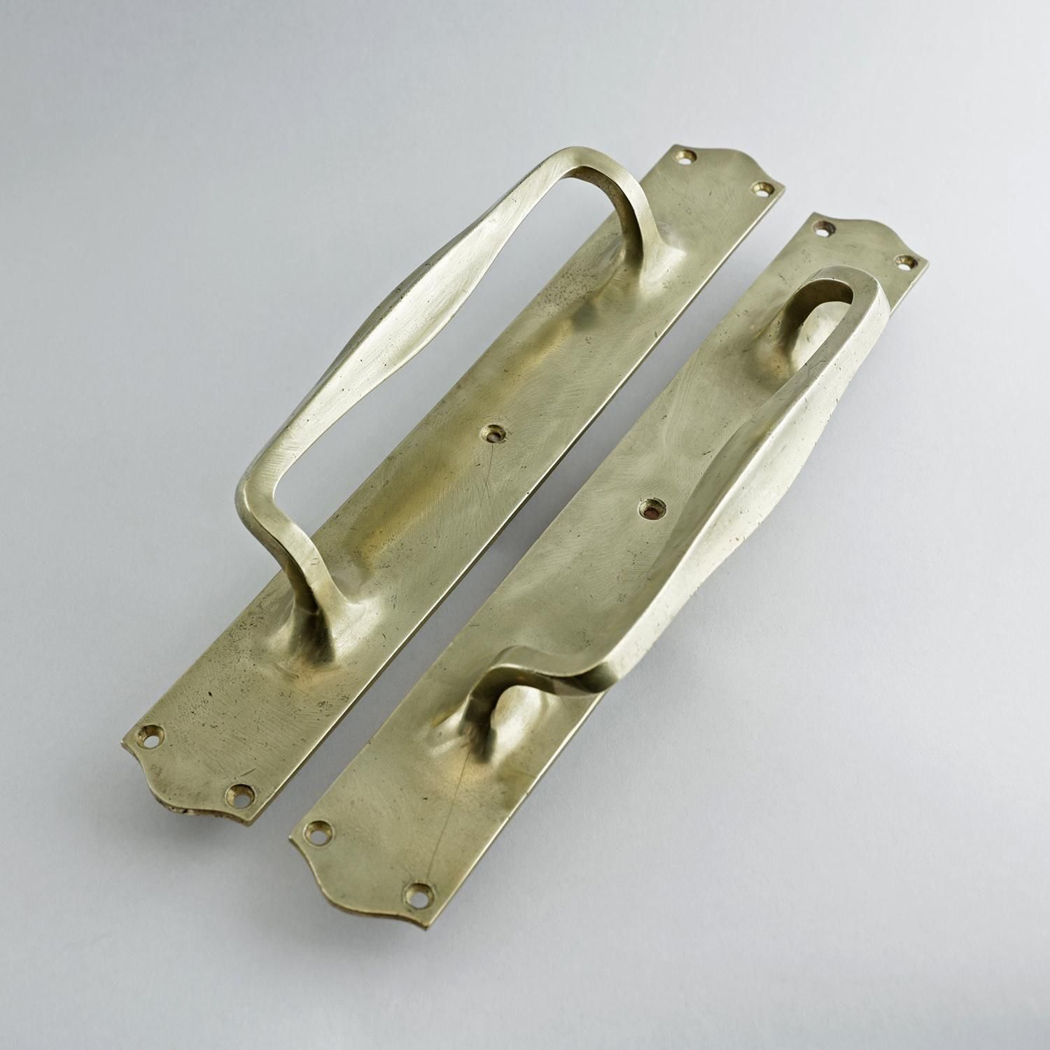 大きなドアハンドル 真鍮 ペア 38.7cm 英国ヴィクトリア王朝期