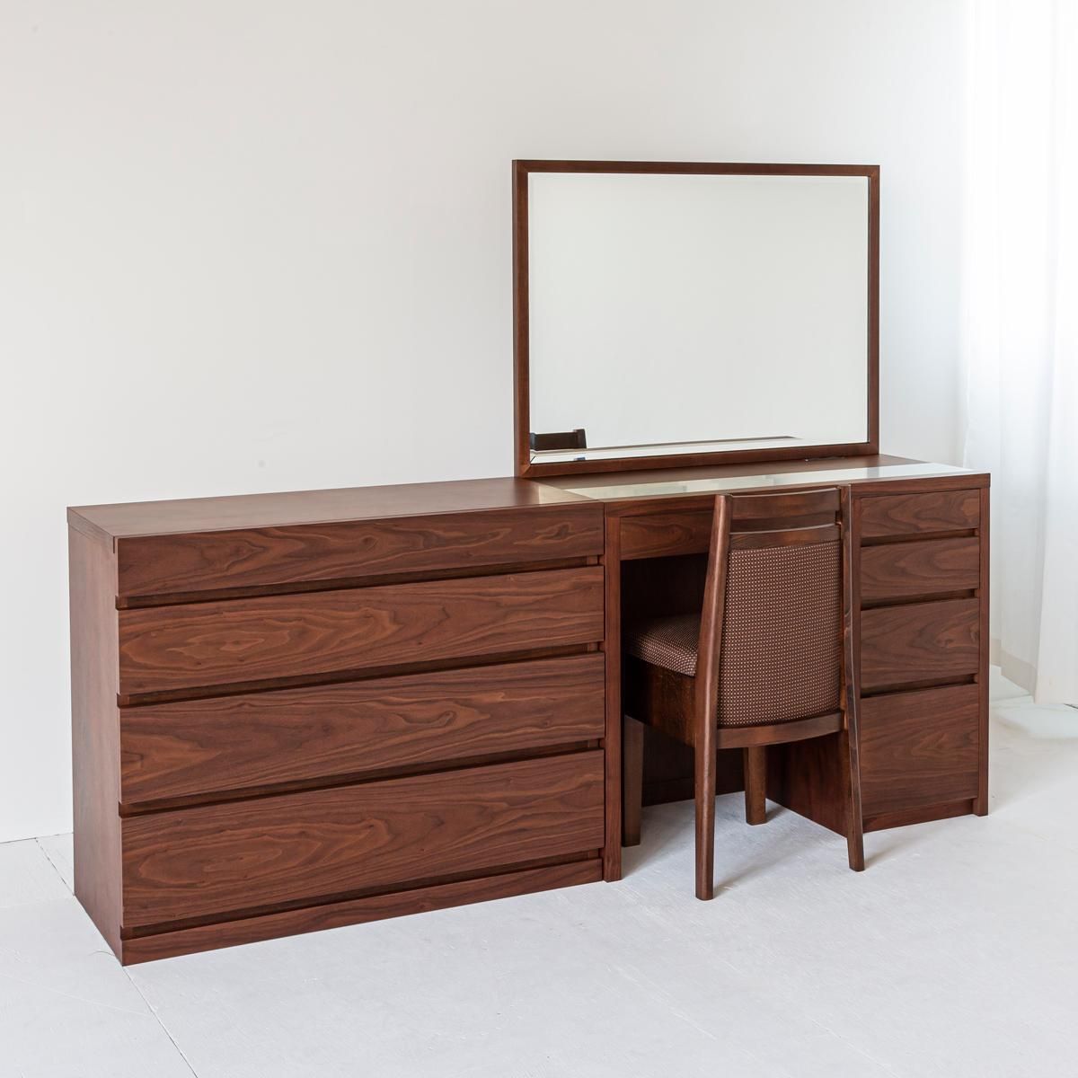アダージョ + チェスト（ウォールナット）一面鏡ワイドミラーホテル