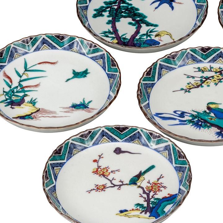 5.2号皿揃 古九谷花鳥の図