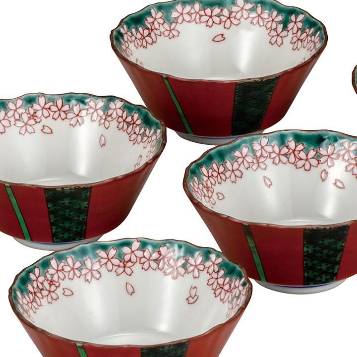 3.5号小鉢揃 朱巻花小紋 / 宮本晄