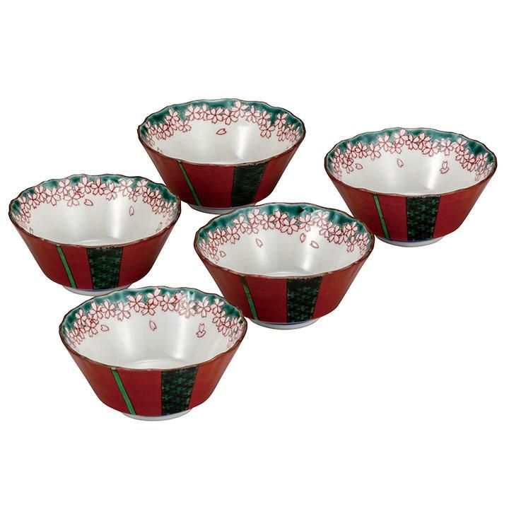 3.5号小鉢揃 朱巻花小紋 / 宮本晄