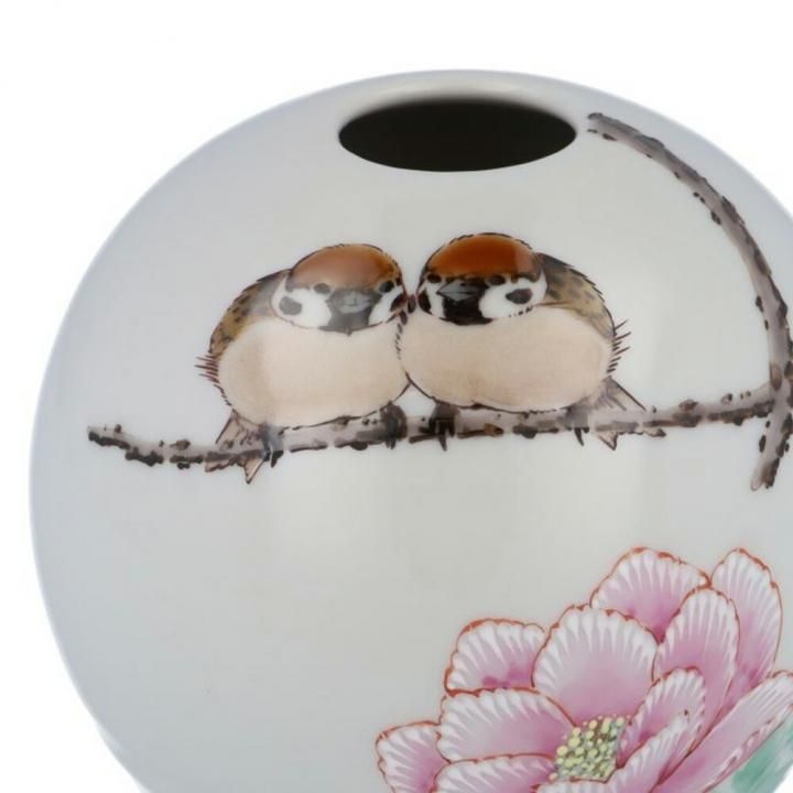 一輪生（丸型）牡丹二雀図 / 中村陶志人 （化粧箱入り） - 和食器の