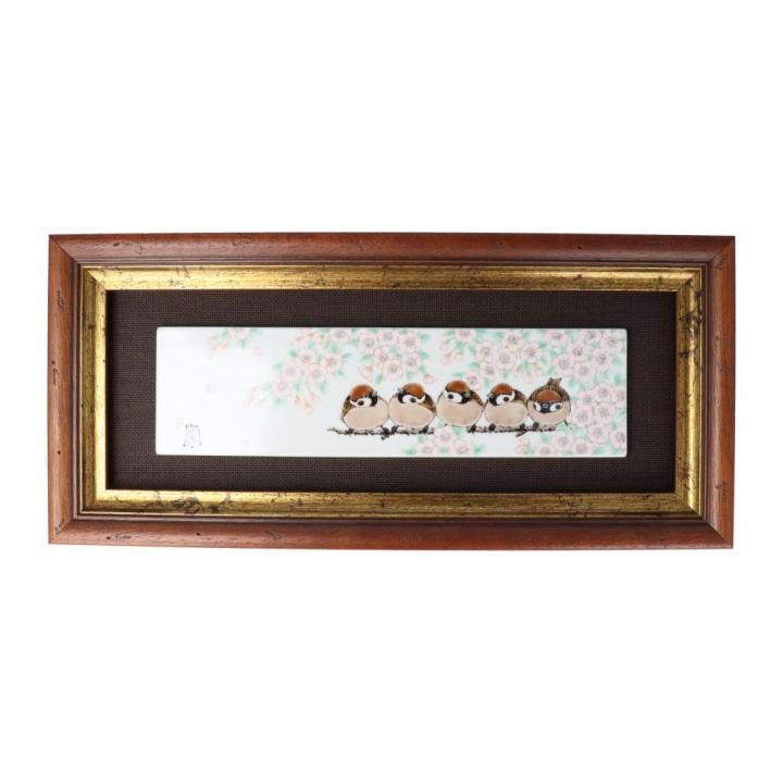 陶額 金箔花鳥 / 山田登陽志