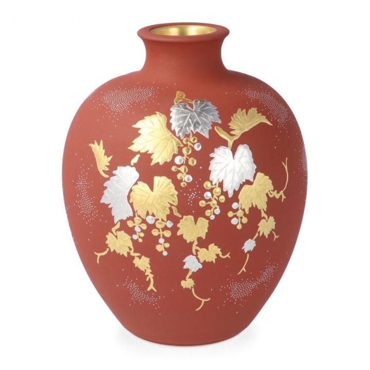 花瓶 白金盛 葡萄図 | 仲田錦玉 - 和食器の通販なら九谷焼専門店の陶らいふ