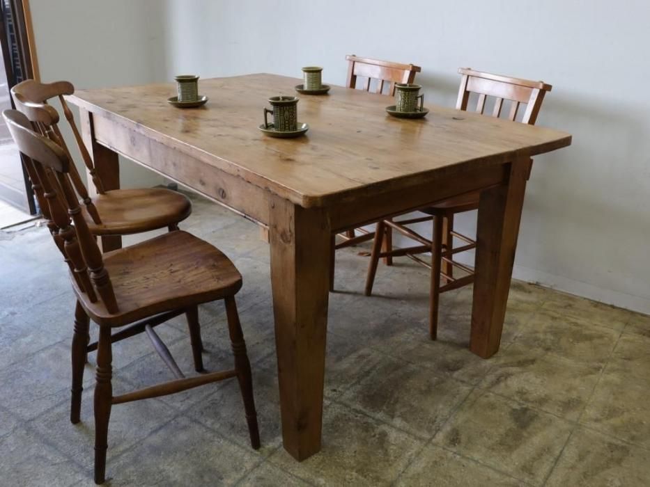 アンティークパイン W153どっしりテーパーレッグテーブル～【パイン