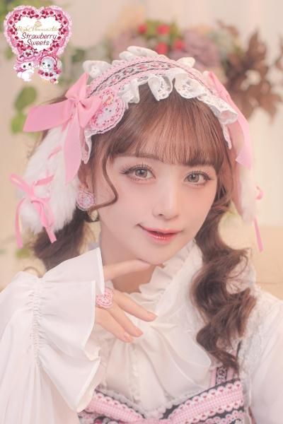 Strawberry Sweets・飴ノ森ふみかコラボ ロップイヤーヘッドドレス（黒