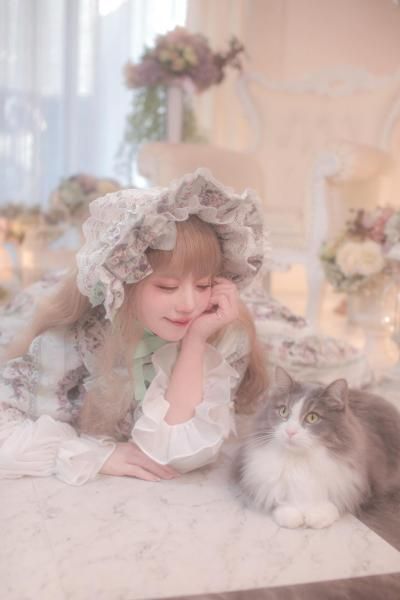 Rococo Rose Cat ジャンパースカート（ミント）【4月中旬より随時発送