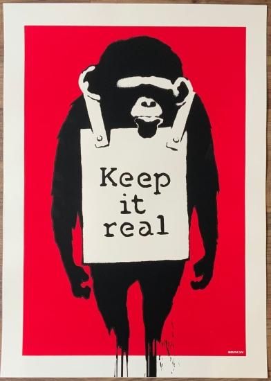 Banksy バンクシー MONKEY KEEP IT REAL リプロダクション シルク