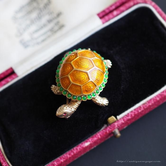CINER（サイナー）☆オレンジゴールドの甲羅 小さな亀のヴィンテージ