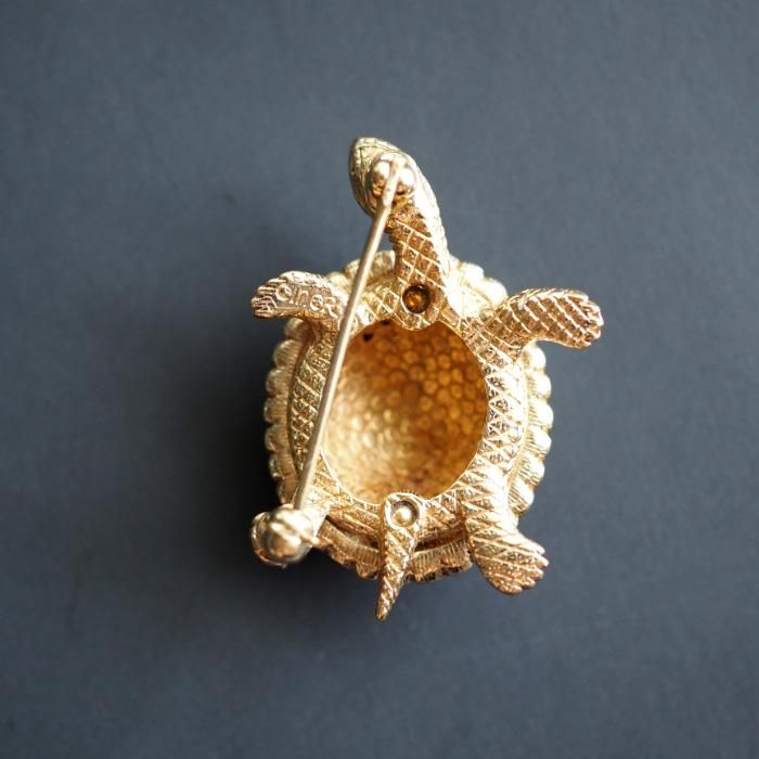 CINER（サイナー）☆オレンジゴールドの甲羅 小さな亀のヴィンテージ