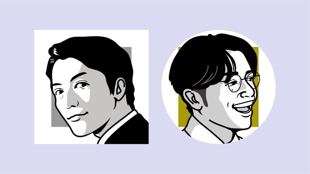 味わい深く雰囲気のある「モノクロ似顔絵」を制作致します|似顔絵作成