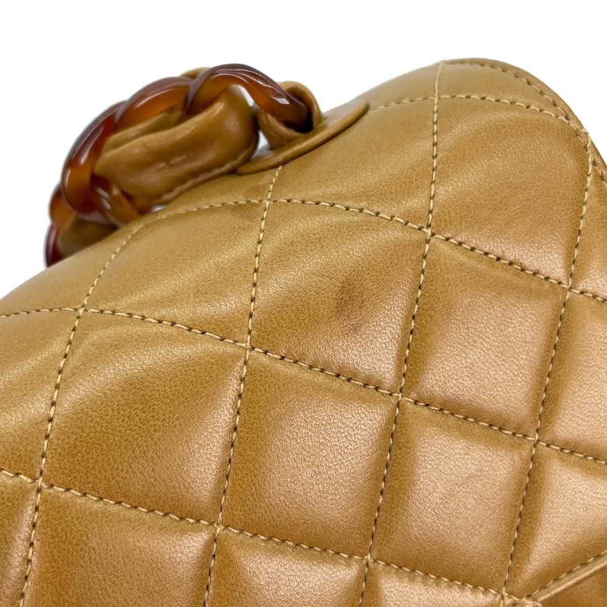 CHANEL シャネル 鼈甲 べっ甲 マトラッセ ラムスキン シングル