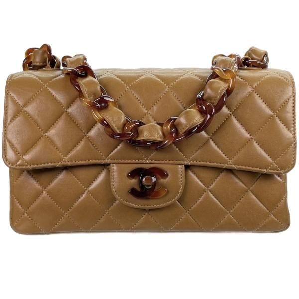 CHANEL シャネル 鼈甲 べっ甲 マトラッセ ラムスキン シングル