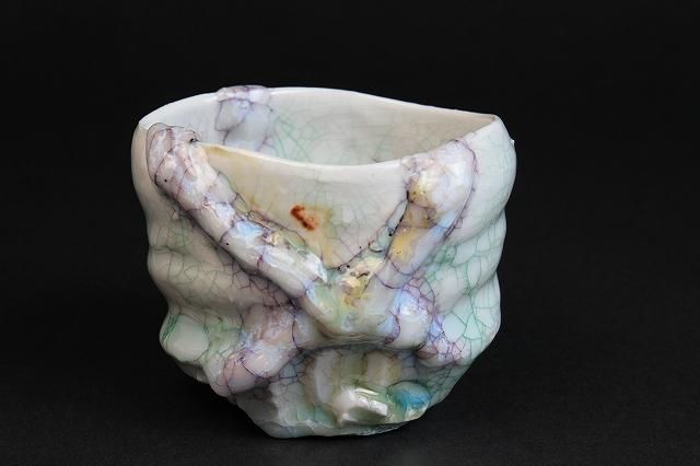 氏家昂大 「 漆貫入彩白磁ぐい呑 」 酒器 盃 - レトロ ＆アート空間